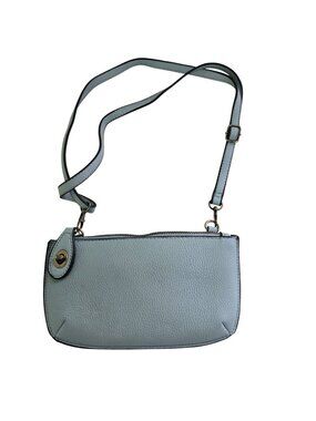Joy Susan Blue Pebbled Vegan Leather Crossbody Bag Turn Lock/Zip Closure